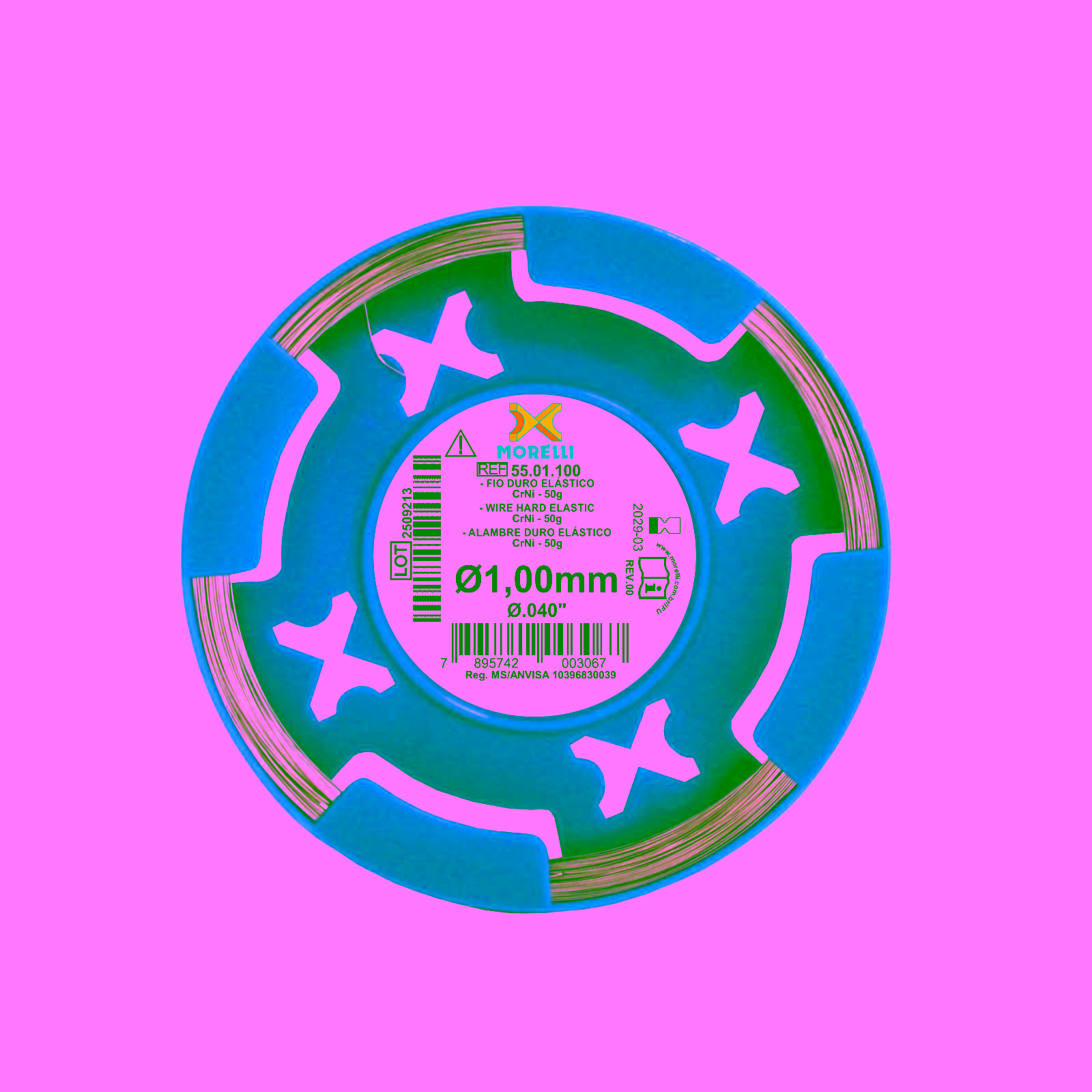 Alambre Ortodóncico Duro Elástico CrNi Redondo Ø1,00mm (.040") en Rollo 50g