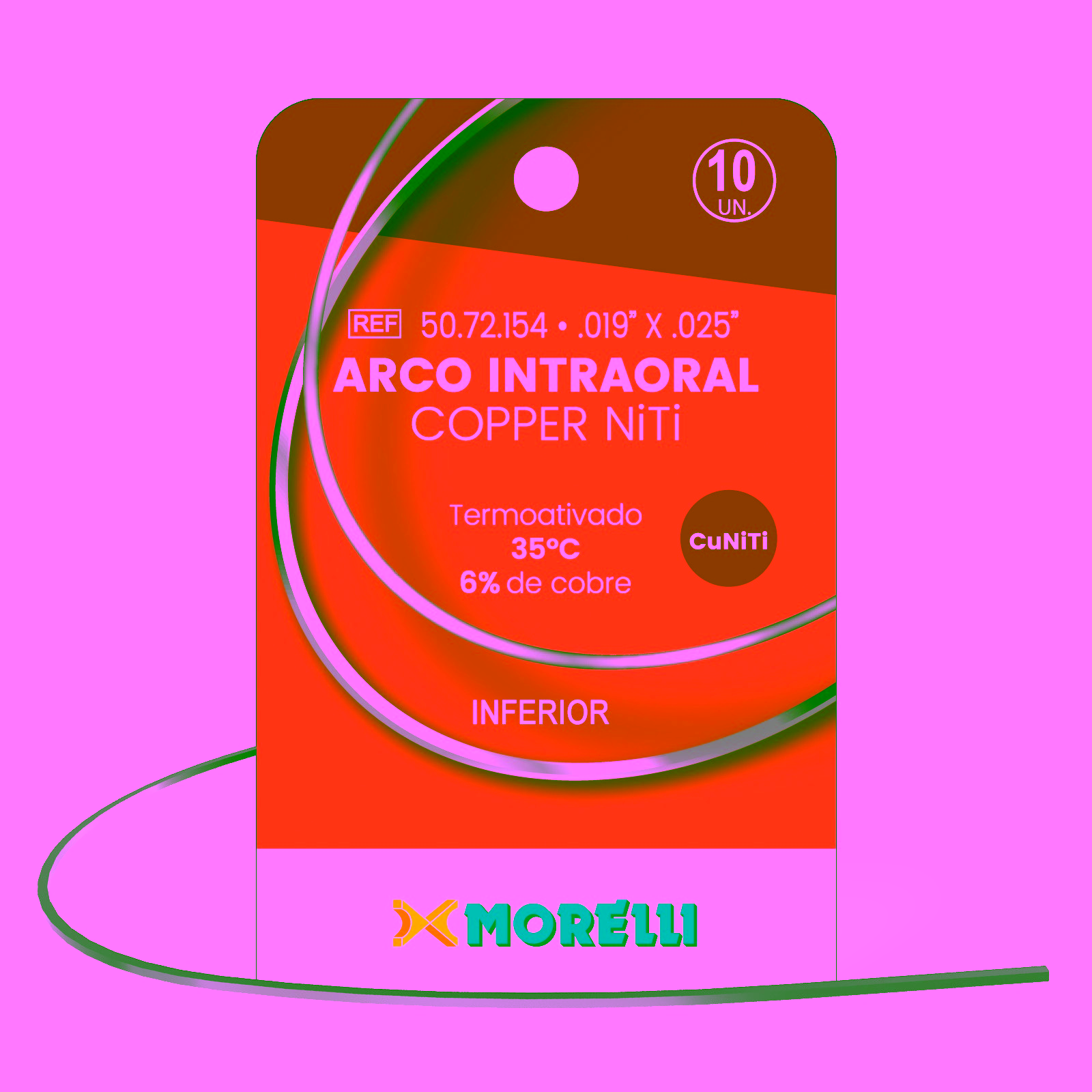Arco Intraoral Copper NiTi 35°C Inferior Rectangular 0,48X.0,63mm (.019"X.025")