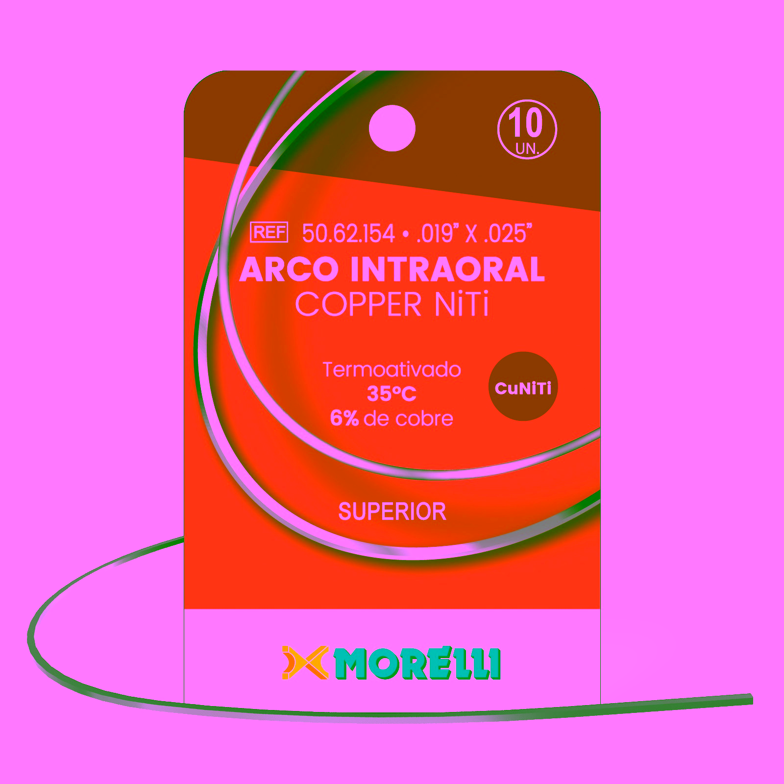 Arco Intraoral Copper NiTi 35°C Superior Rectangular 0,48x0,63mm (.019"x.025")