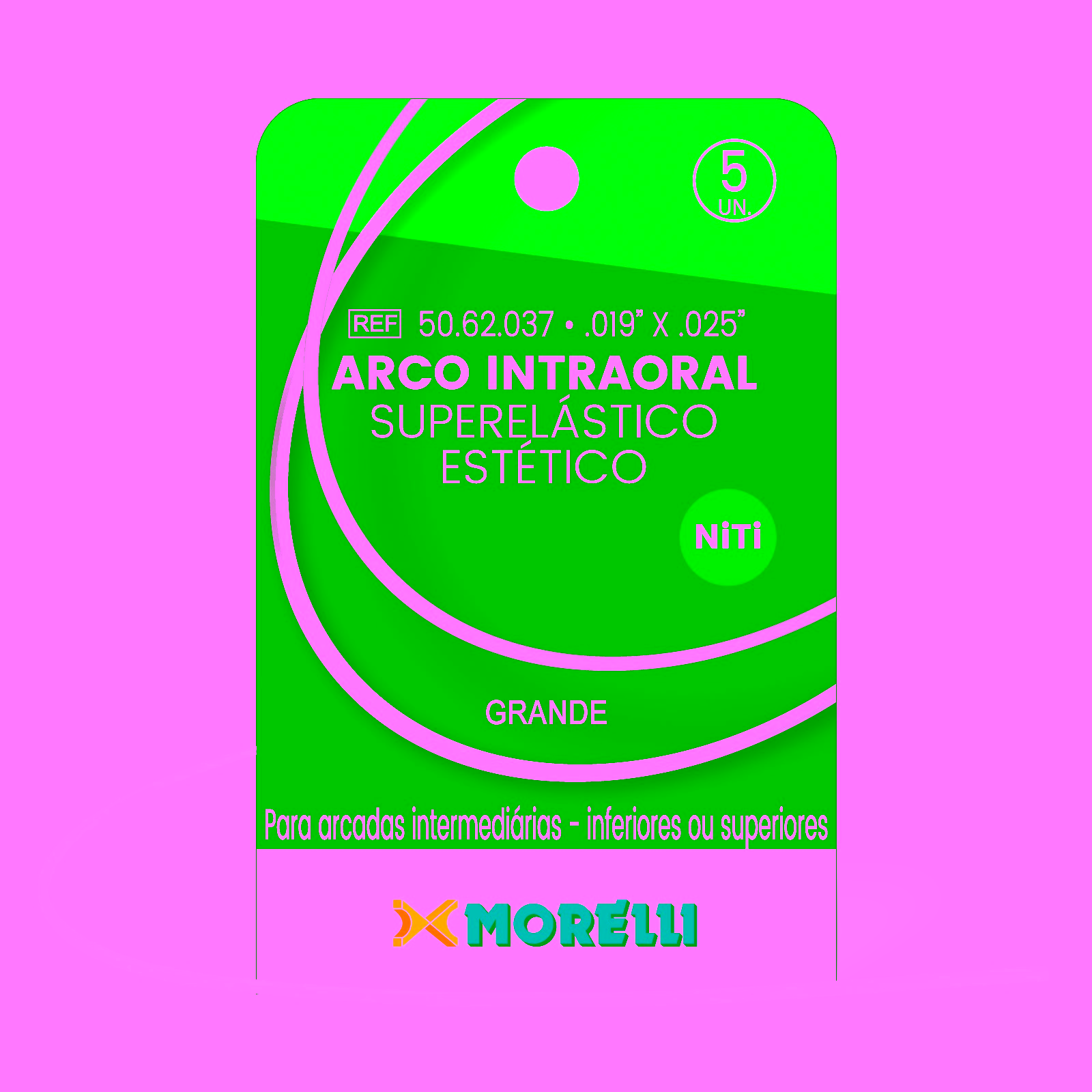 Arco Intraoral Estético Superelástico Grande NiTi Red. 0.48 X 0.63mm (.019" X .025")