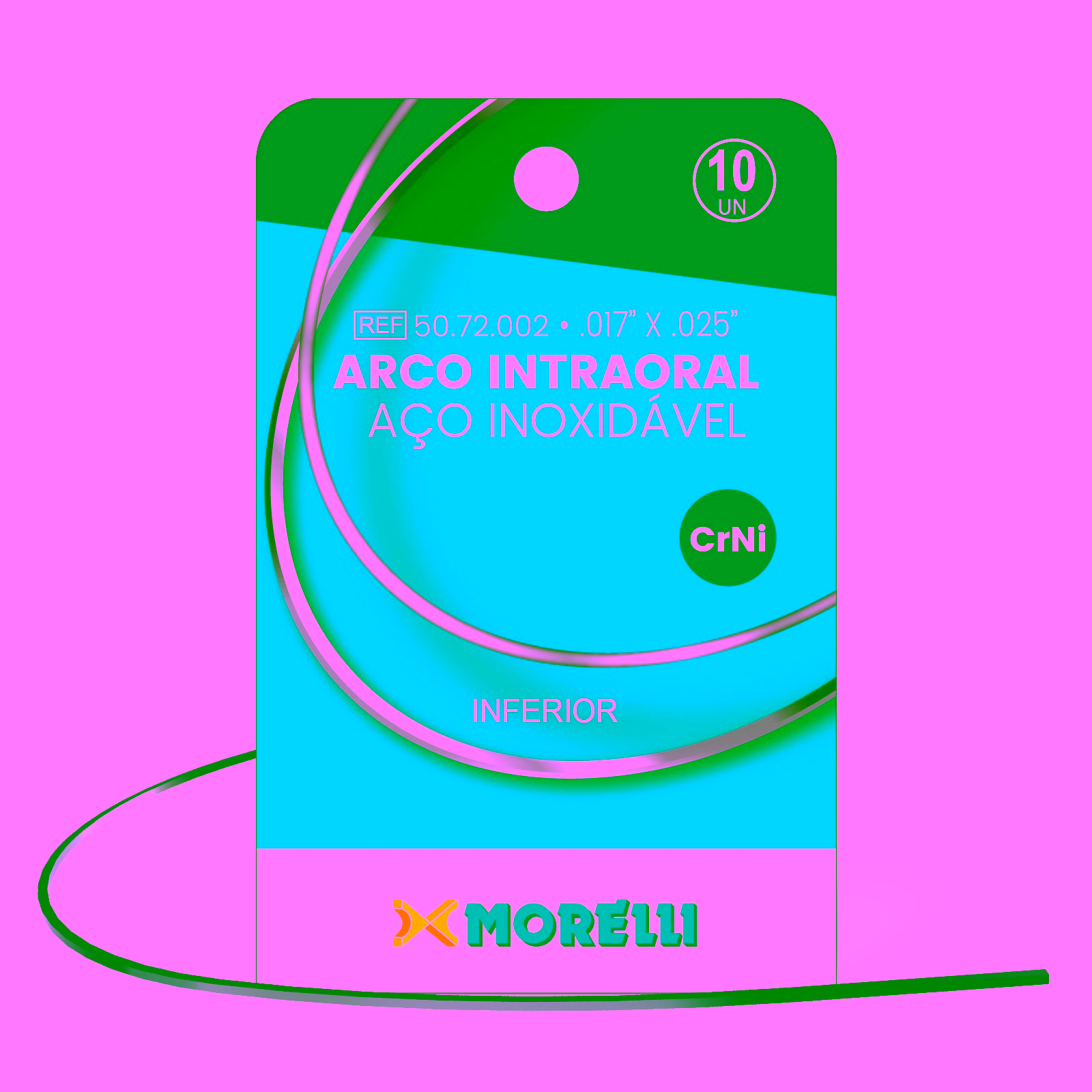 Arco Intraoral Inferior CrNi Rectangular 0,43x0,63mm (.017"x.025")