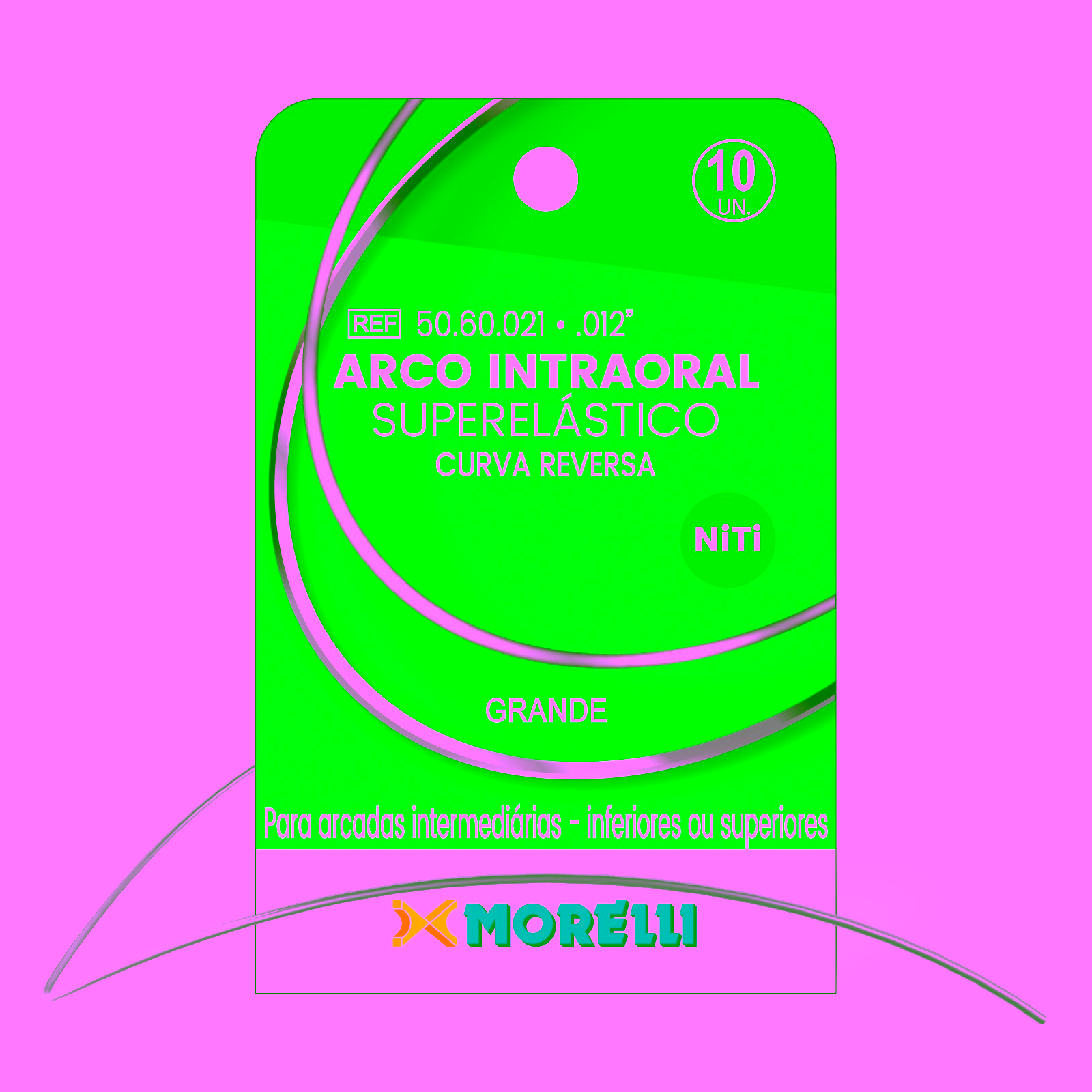 Arco Intraoral Reverso Spee Superelástico Grande NiTi Redondo Ø0,30mm (.012")