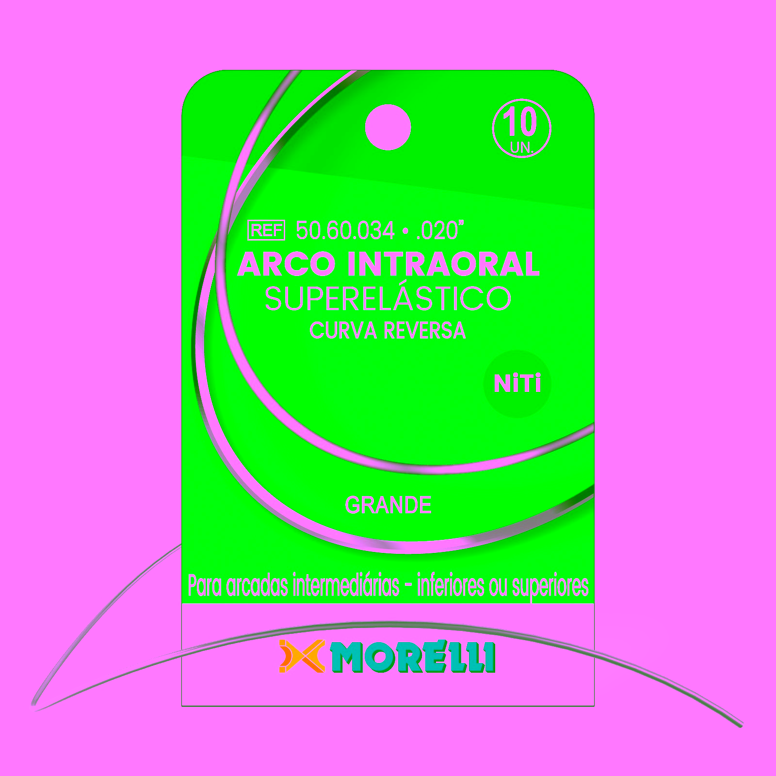 Arco Intraoral Reverso Spee Superelástico Grande NiTi Redondo Ø0,50mm (.020")
