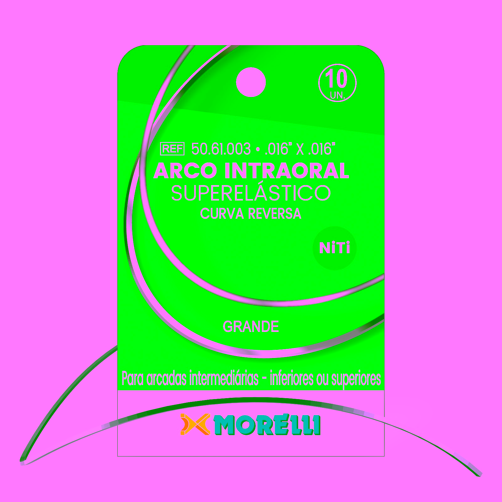 Arco Intraoral Reverso Spee Superelástico Grande NiTi 0,40x0,40mm (.016"x.016")