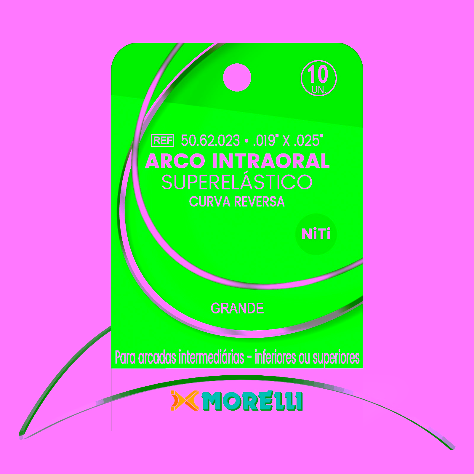 Arco Intraoral Reverso Spee Superelástico Grande NiTi 0,48x0,63mm (.019"x.025")