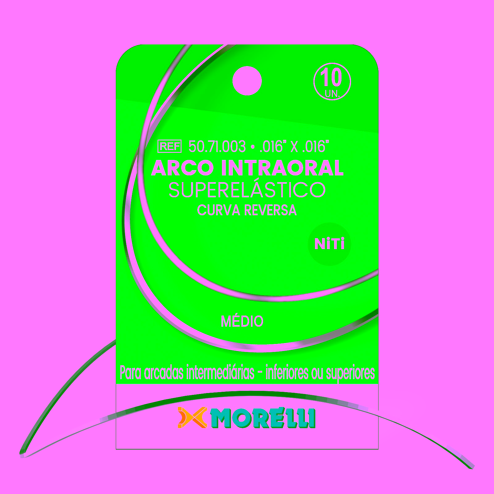 Arco Intraoral Reverso Spee Superelástico Medio NiTi 0,40x0,40mm (.016"x.016")