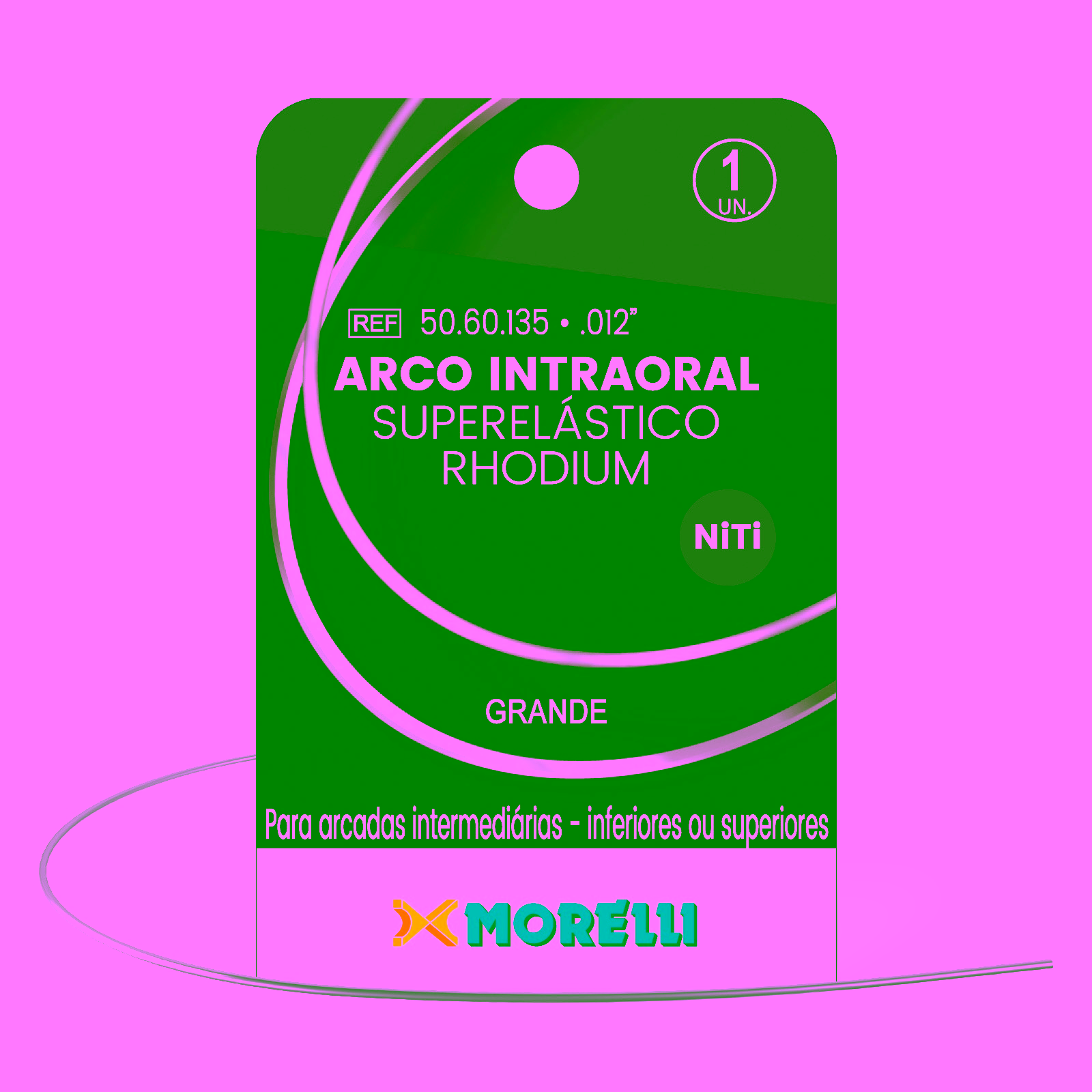 Arco Intraoral Rhodium Superelástico Grande NiTi Redondo Ø0,30mm (.012")