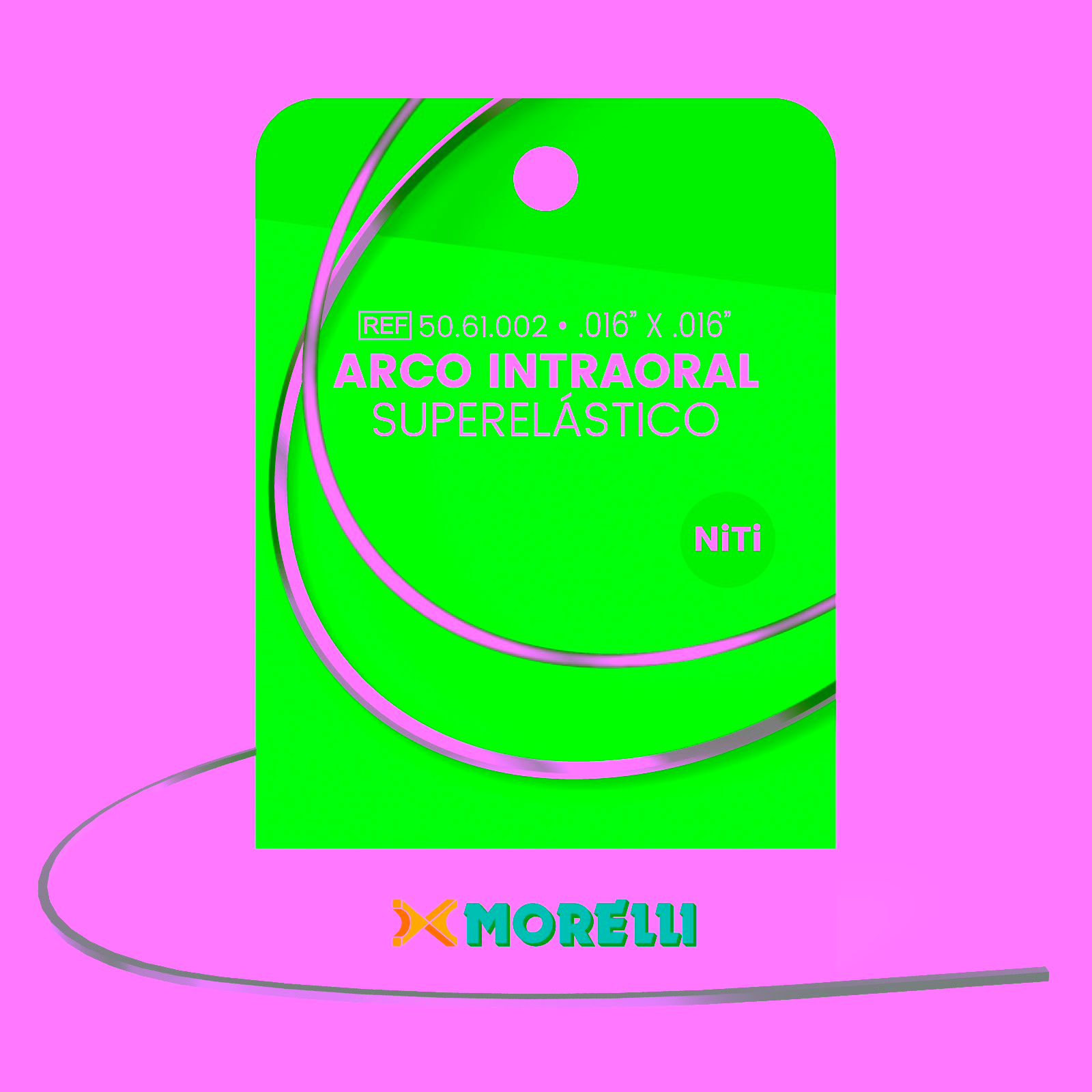 Arco Intraoral Superelástico Grande NiTi Cuadrado 0,40x0,40mm (.016"x.016")