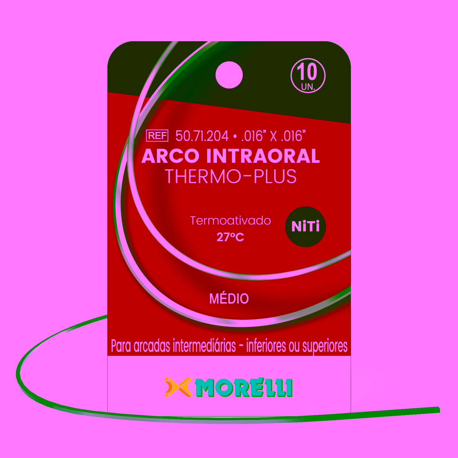 Arco Intraoral Thermo Plus Medio NiTi Cuad. 0,40x0,40mm (.016"x.016")