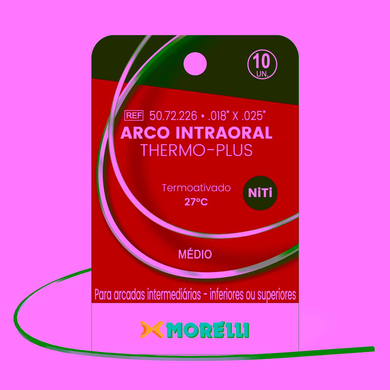Arco Intraoral Thermo Plus Medio NiTi Rect. 0,45x0,63mm (.018"x.025")