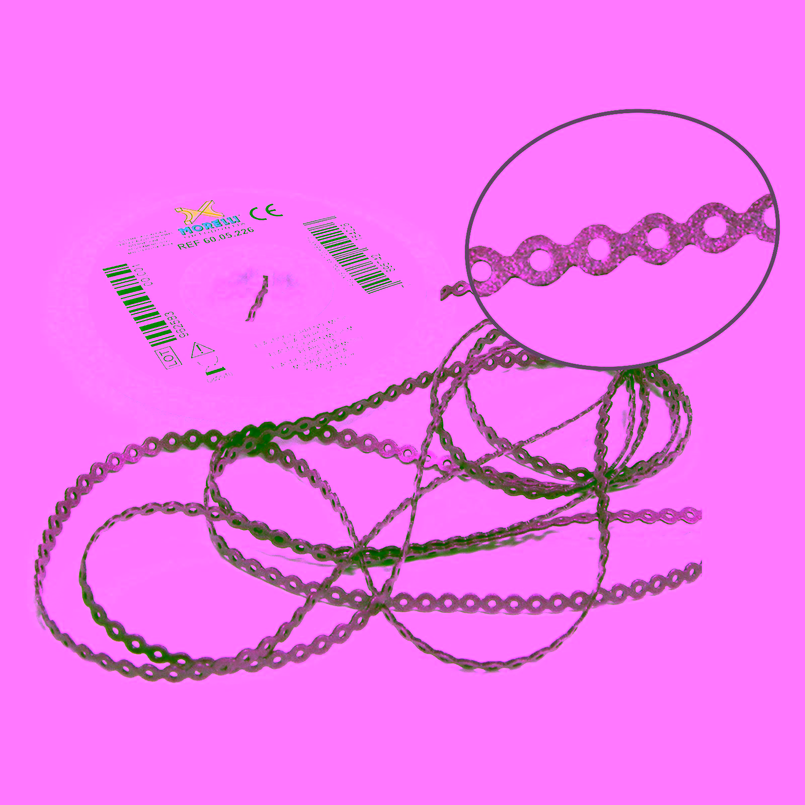 Elástico Cadena Medio Rosa Perla 1,5m
