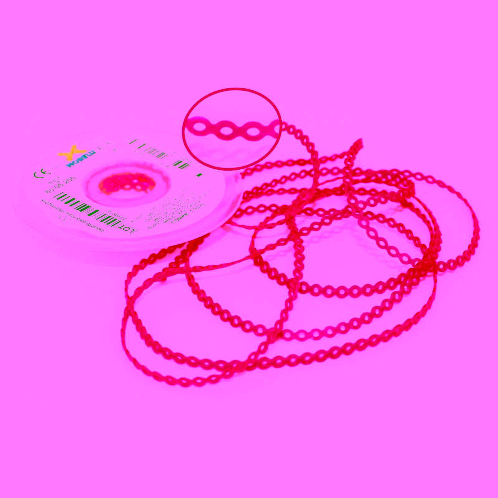 Elástico Corrente Médio Pink Cristal 1,5m