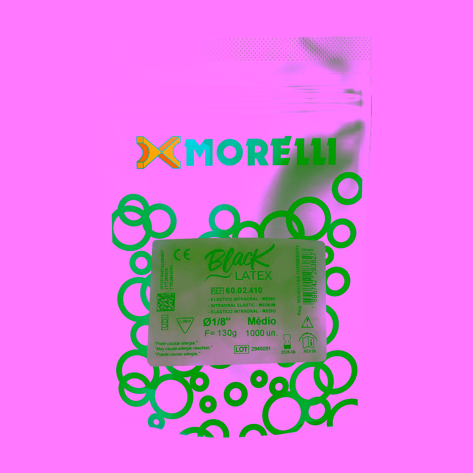 Elastico Intraoral Antimicrobiano Black Medio 1/8"