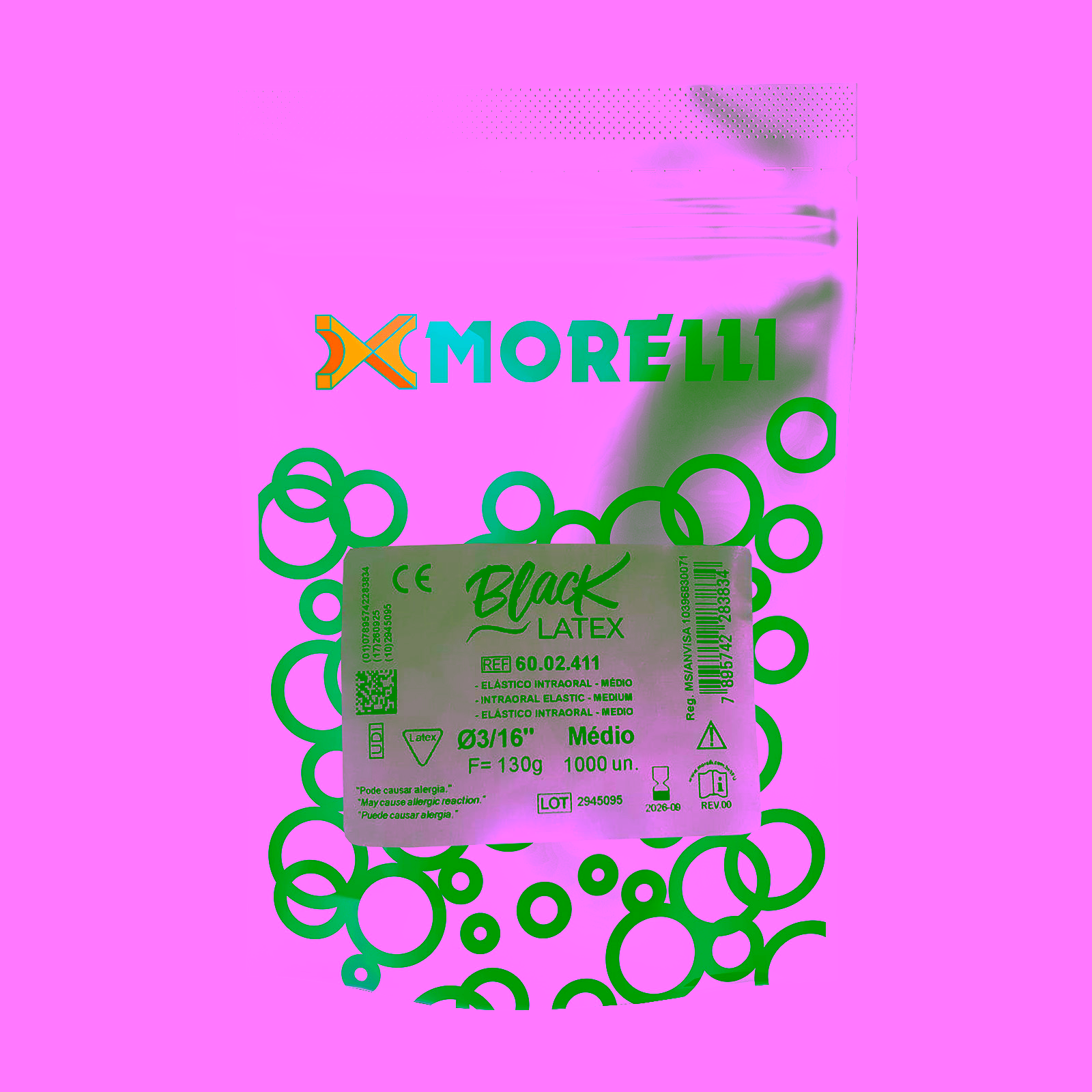 Elastico Intraoral Antimicrobiano Black Medio 3/16"