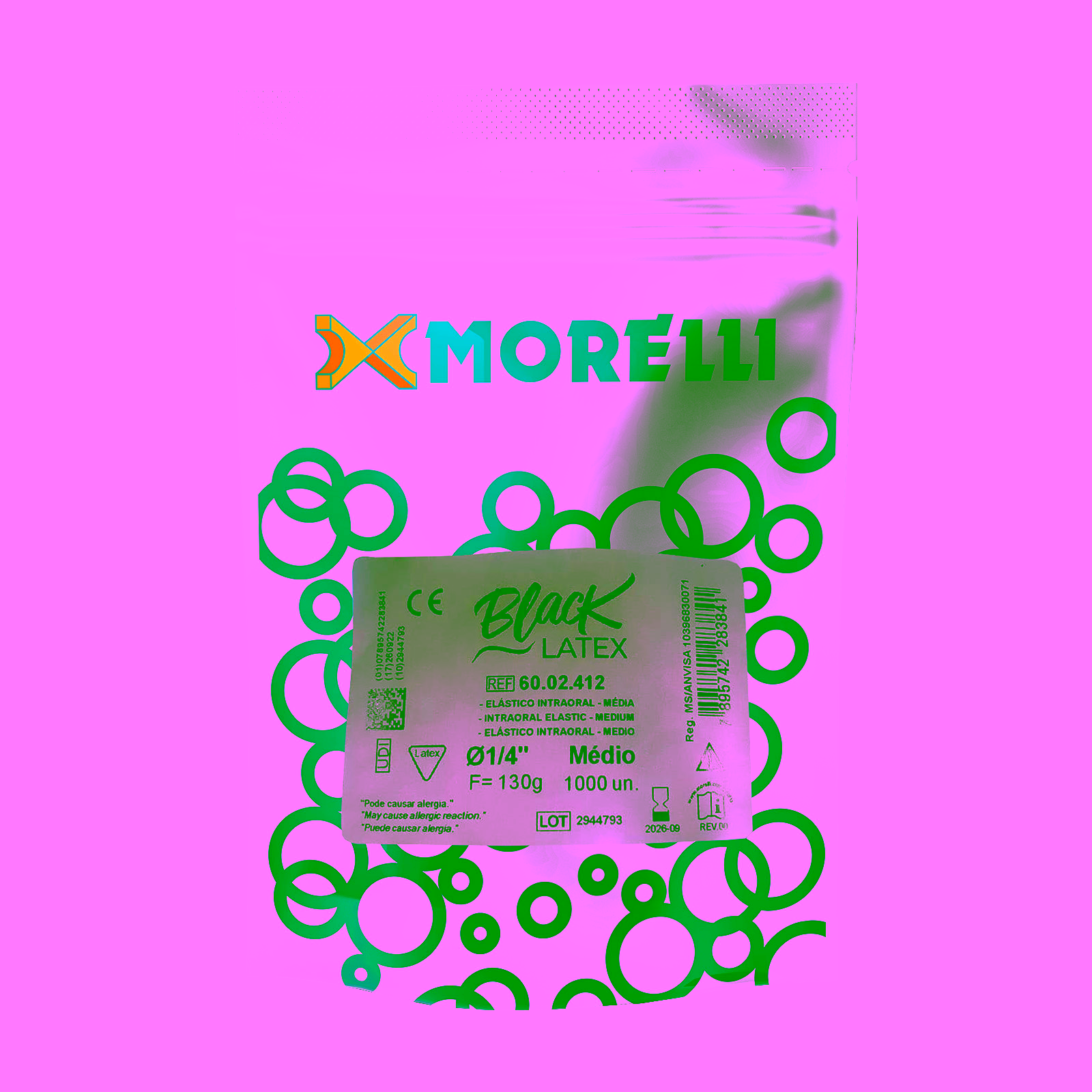 Elastico Intraoral Antimicrobiano Black Medio 1/4"