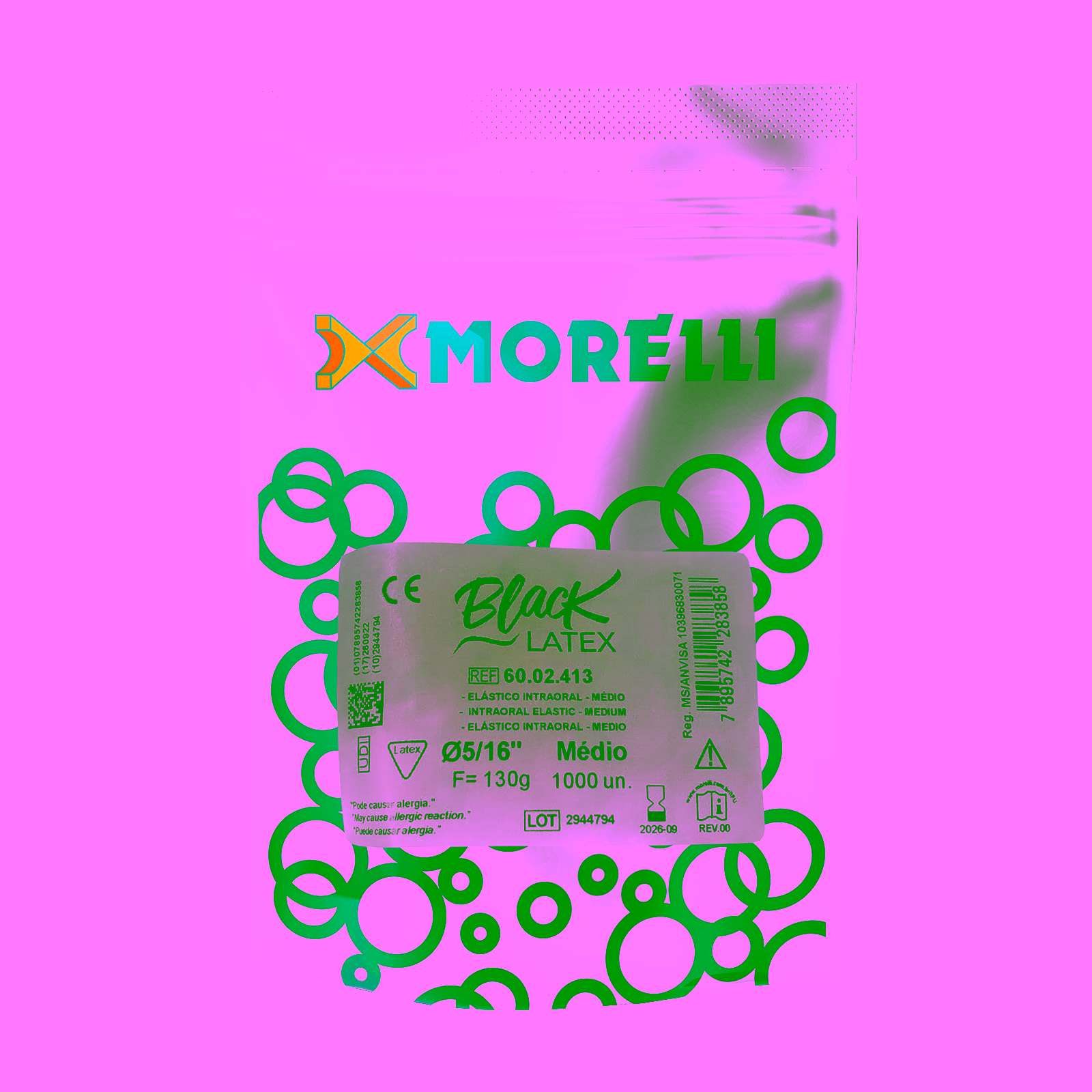 Elastico Intraoral Antimicrobiano Black Medio 5/16"