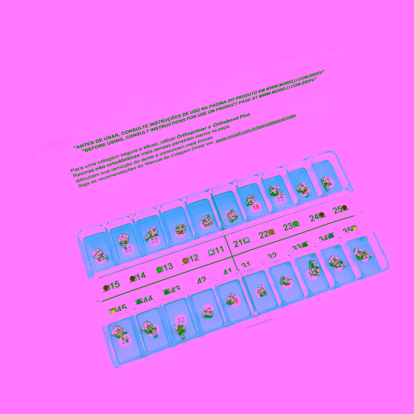 Kit de Brackets 01 caso Prescrición Roth Max Bidimensional .018"/.022" Can. 9° Ang. Gancho Can