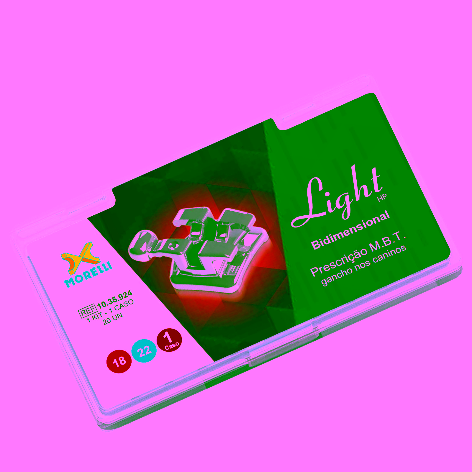 Kit de Brackets 01 caso Prescripción M.B.T. Light HP Bidimensional .018" / .022" Gancho Can.