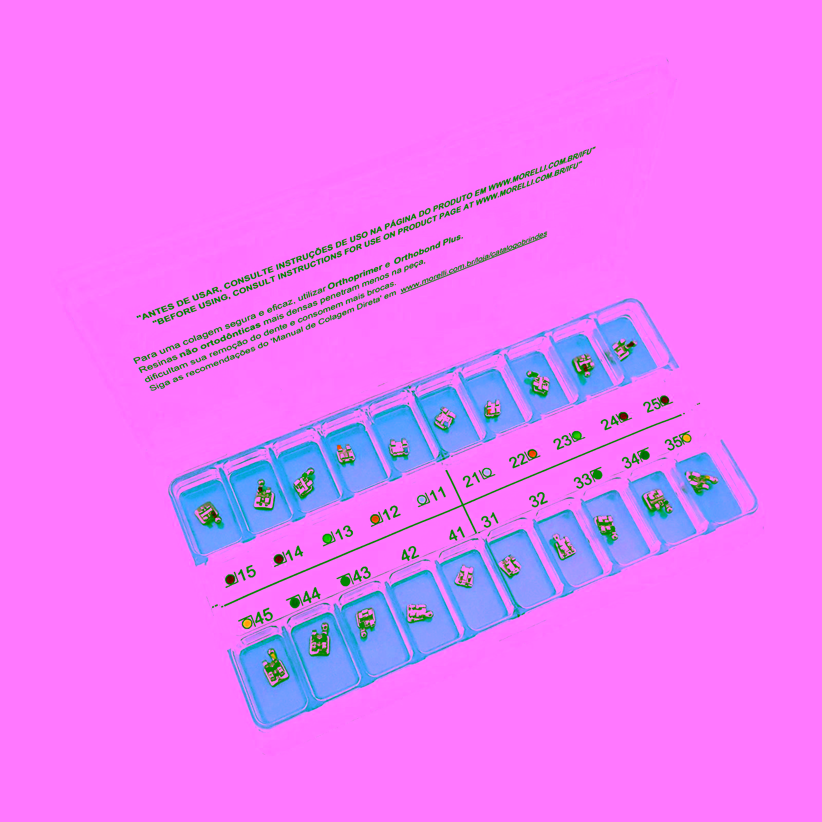 Kit de Brackets 01 caso Prescripción Roth Biofuncional Classe III .022" Gancho. Can./Prés