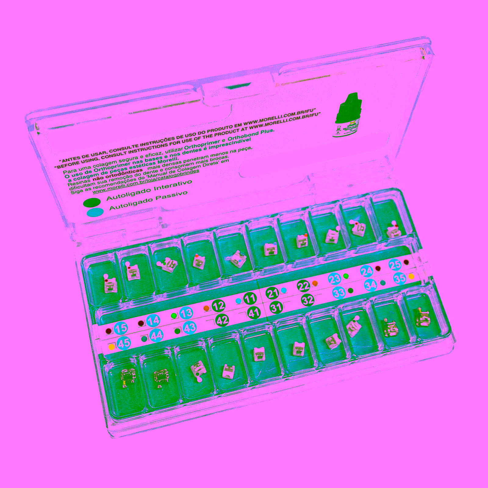 Kit de Brackets 01 caso Prescripción Roth Ceramic SLH .022" Can. 9° Ang. Gancho Can./Prés