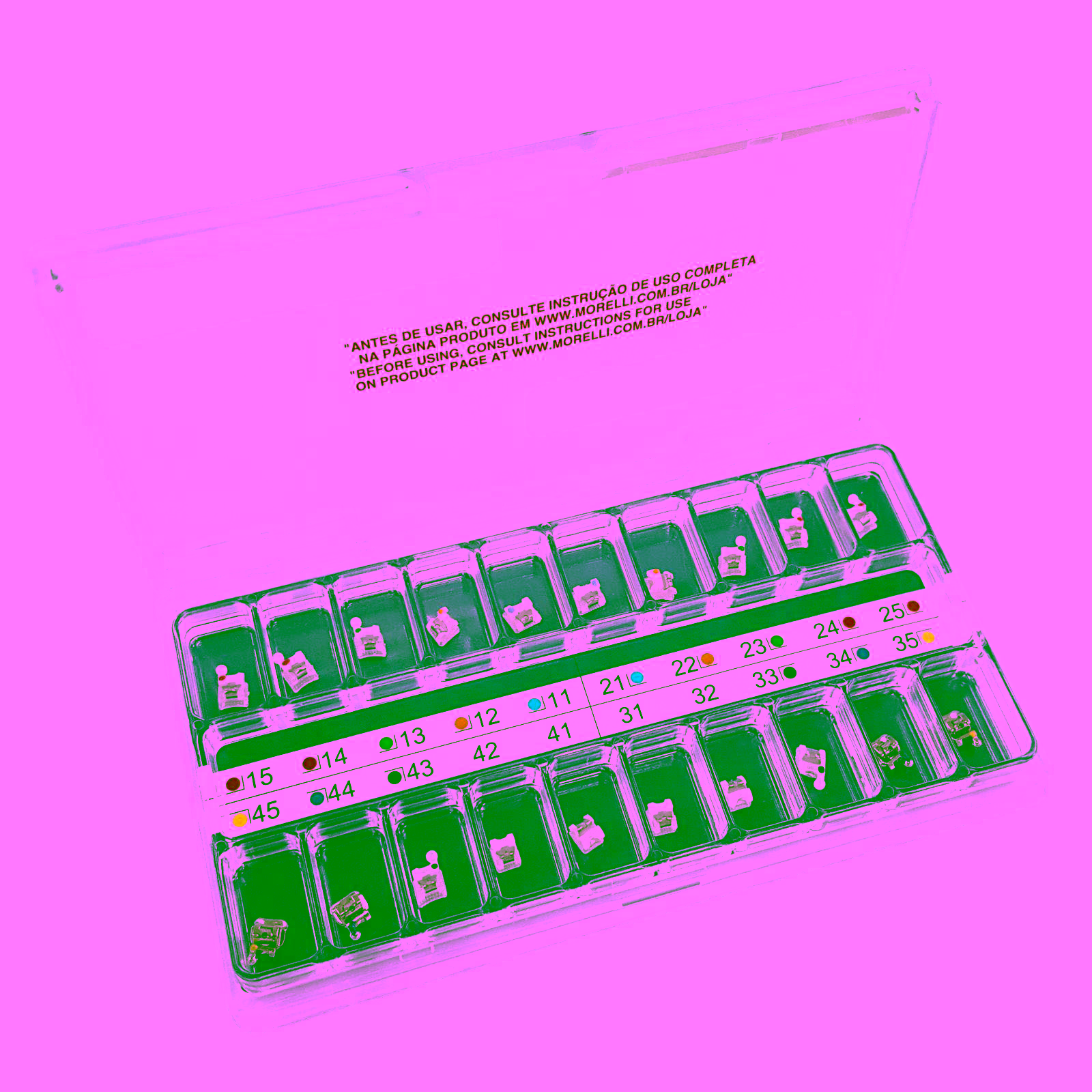 Kit de Brackets 01 caso Prescripción Roth Ceramic SLI .022" Can. 9° Ang. Gancho Can./Prés