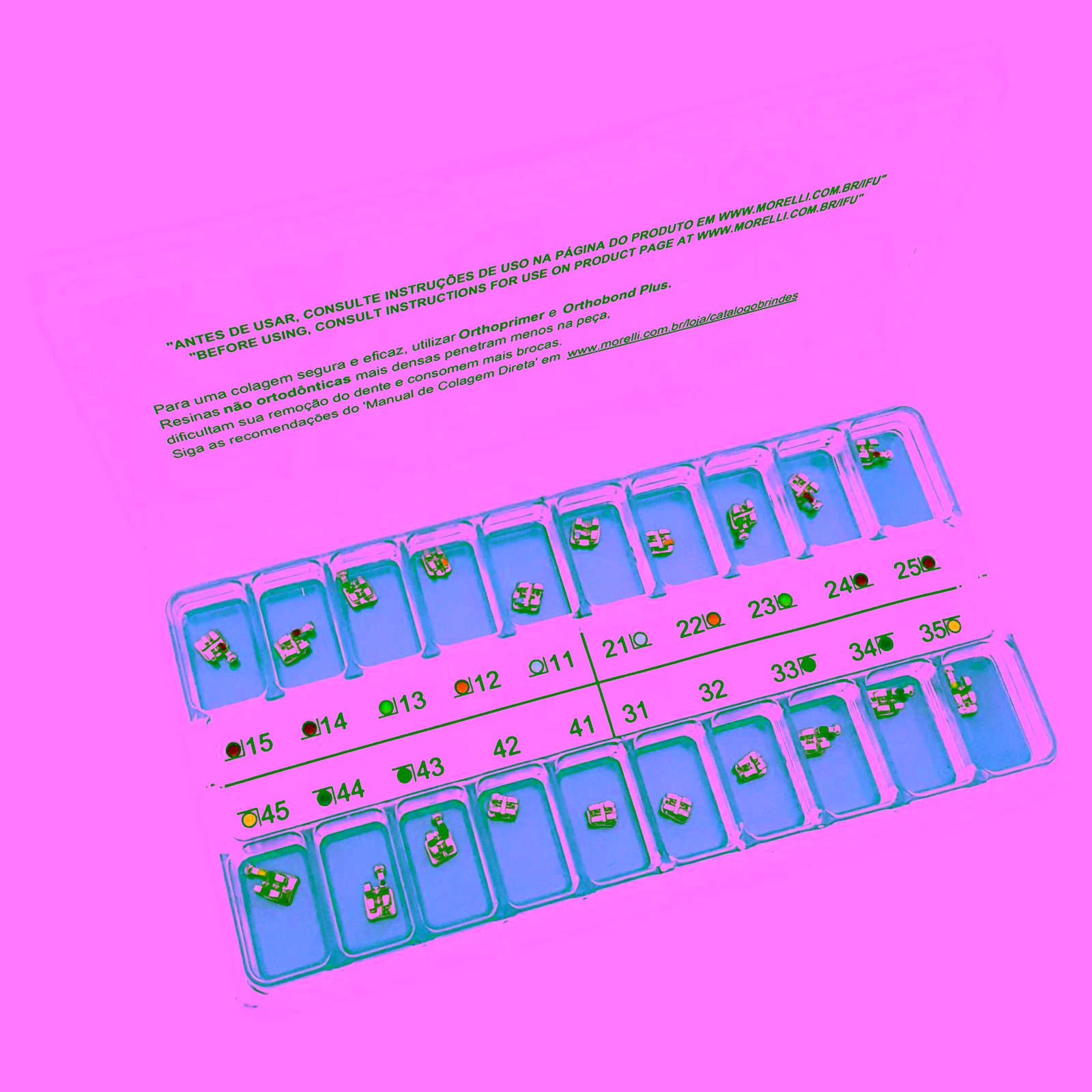 Kit de Brackets 01 caso Prescripción Roth Max .018" Can. 9° Ang. Gancho Can./Prés
