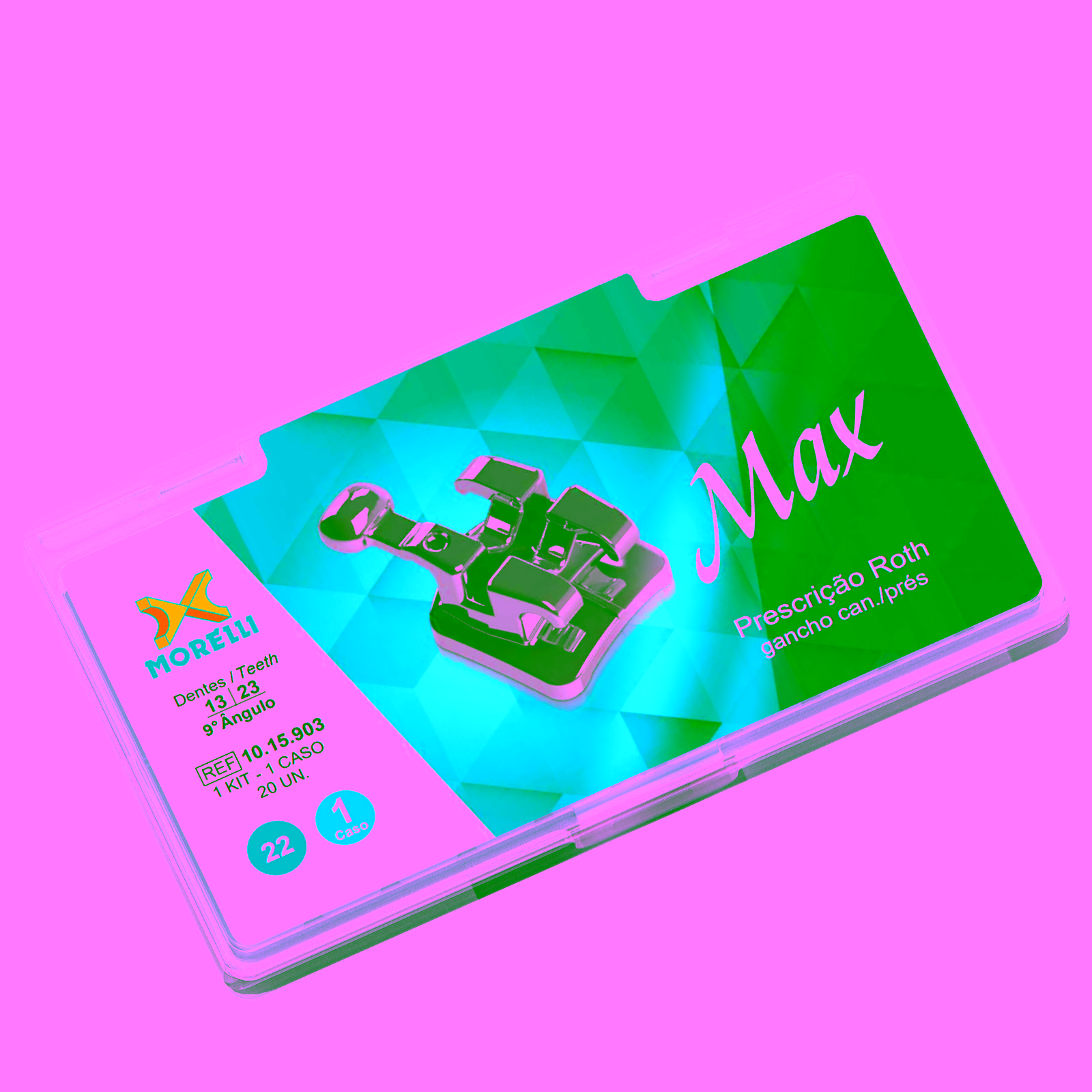 Kit de Brackets 01 caso Prescripción Roth Max .022" Can. 9° Ang. Gancho Can./Prés