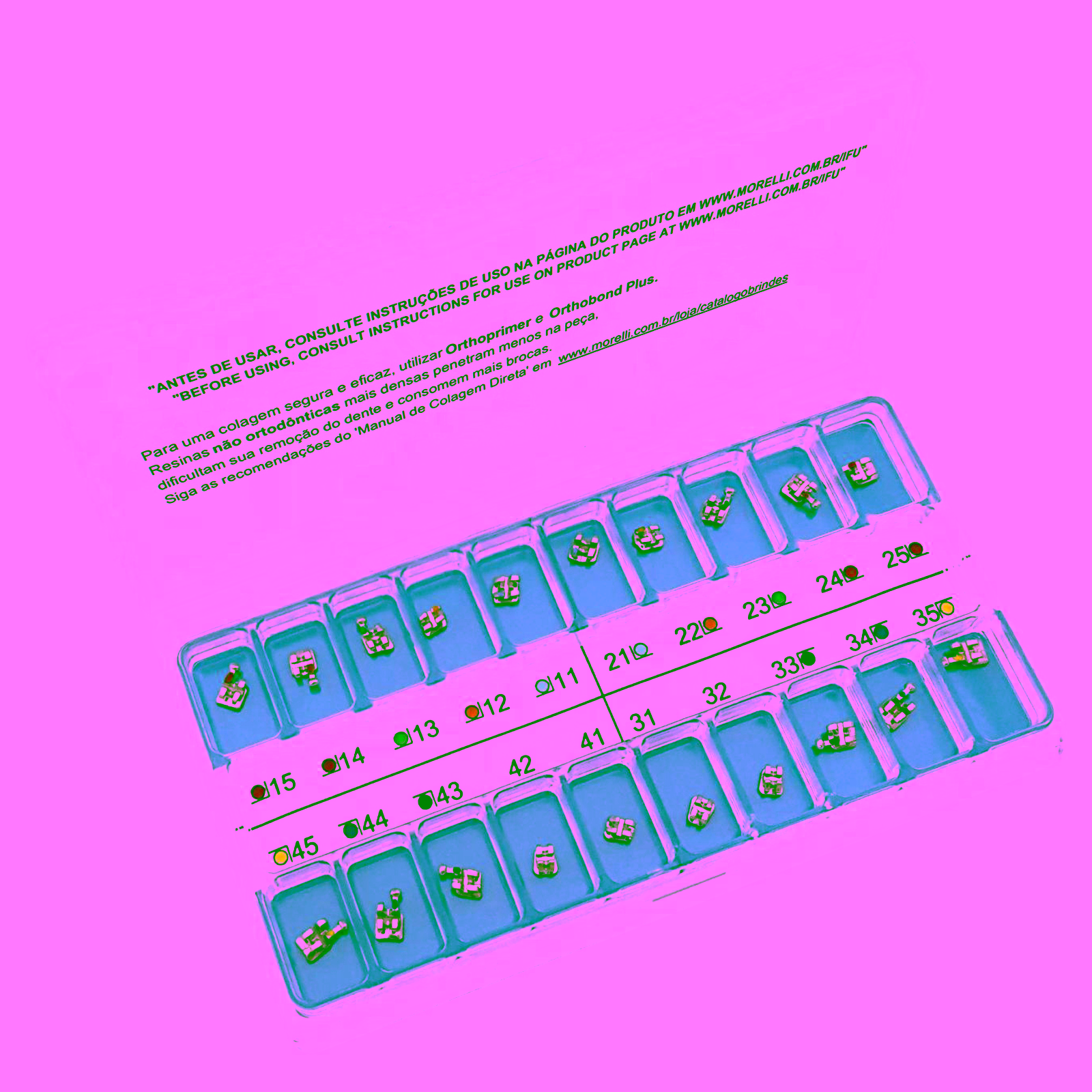 Kit de Brackets 01 caso Prescripción Roth Max .022" Can. 9° Ang. Gancho Can./Prés