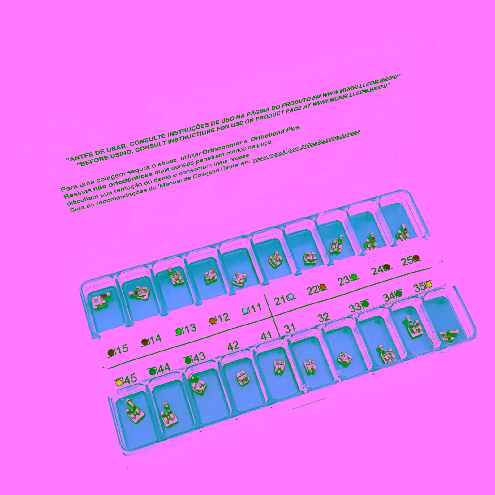 Kit de Brackets 01 caso Prescripción Roth Max .022" Can. 13° Ang. Gancho Can./Prés