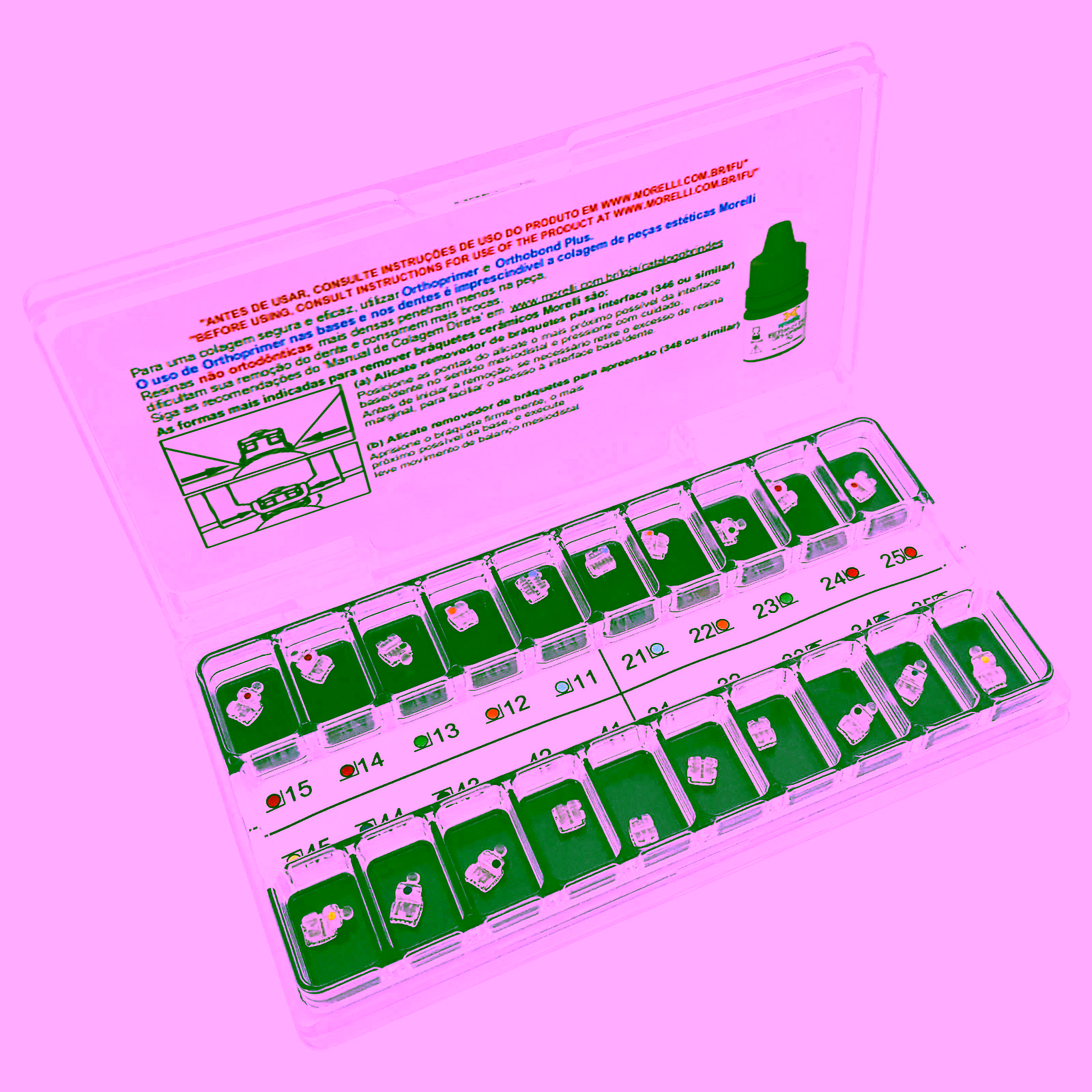 Kit de Brackets 01 caso Prescripción Roth Polysafira .022" Gancho Can./Prés