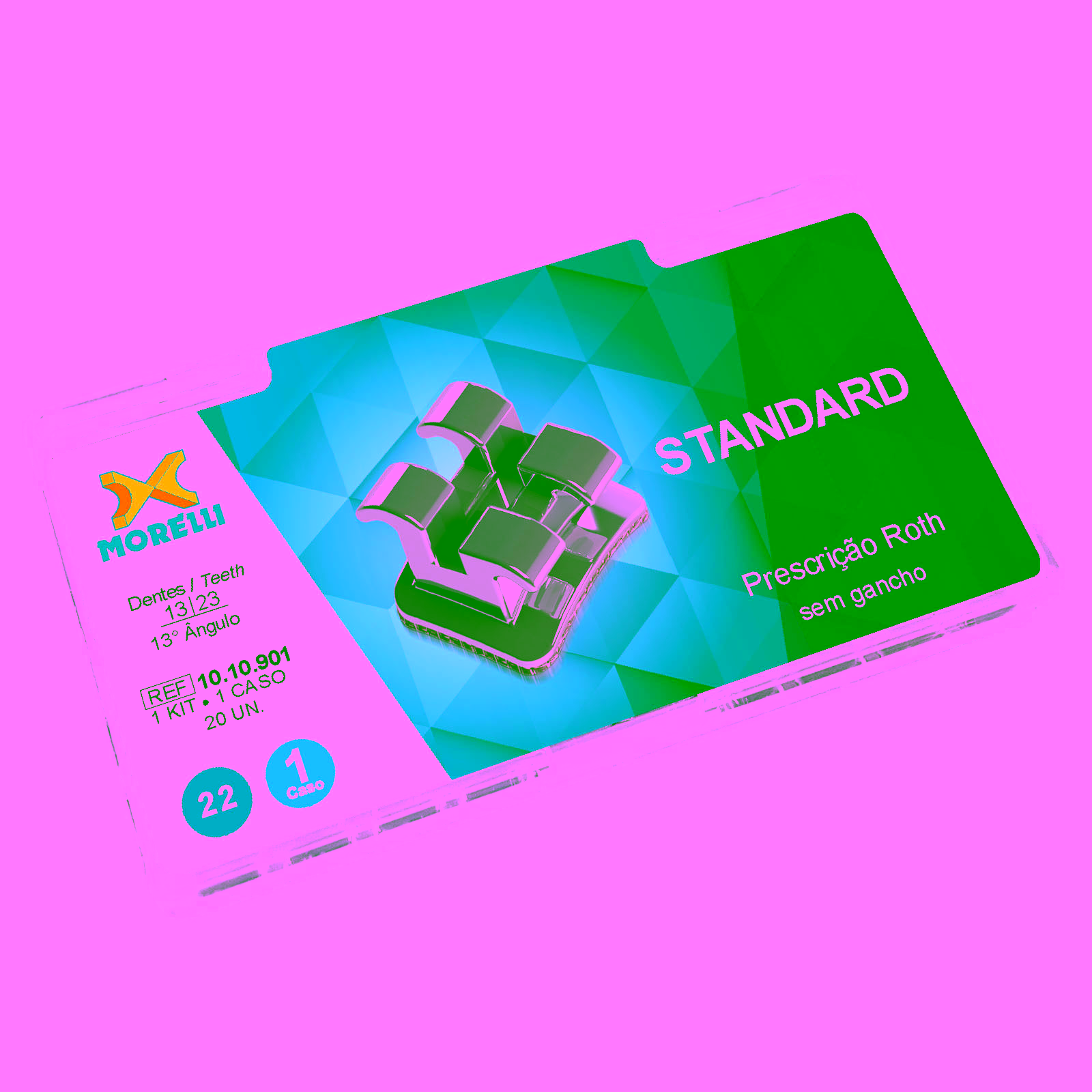 Kit de Brackets 01 caso Prescripción Roth Standard .022" Can. 13° Ang.