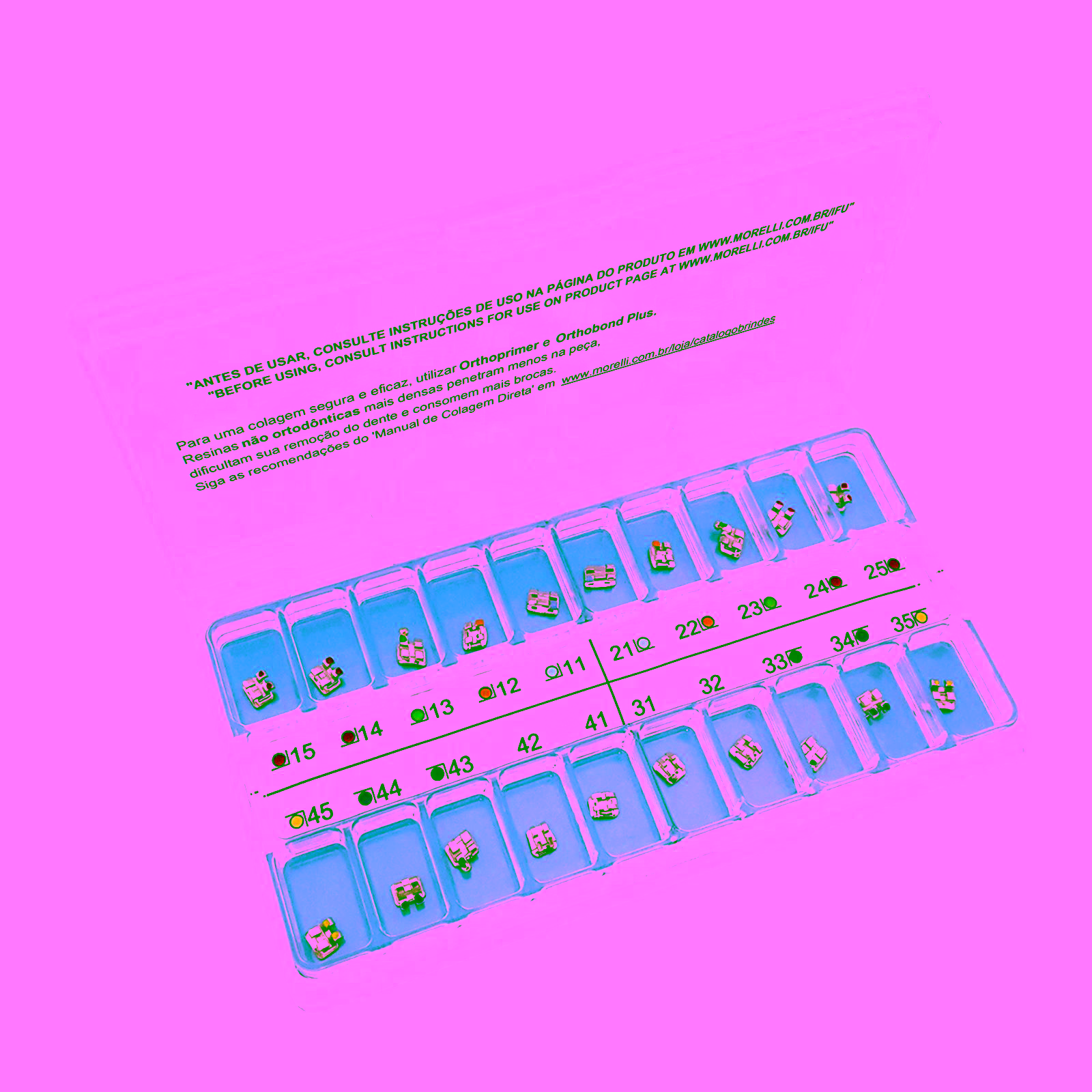 Kit de Brackets 01 caso Prescripción Roth Standard .022" Can. 13° Ang. Gancho Can.