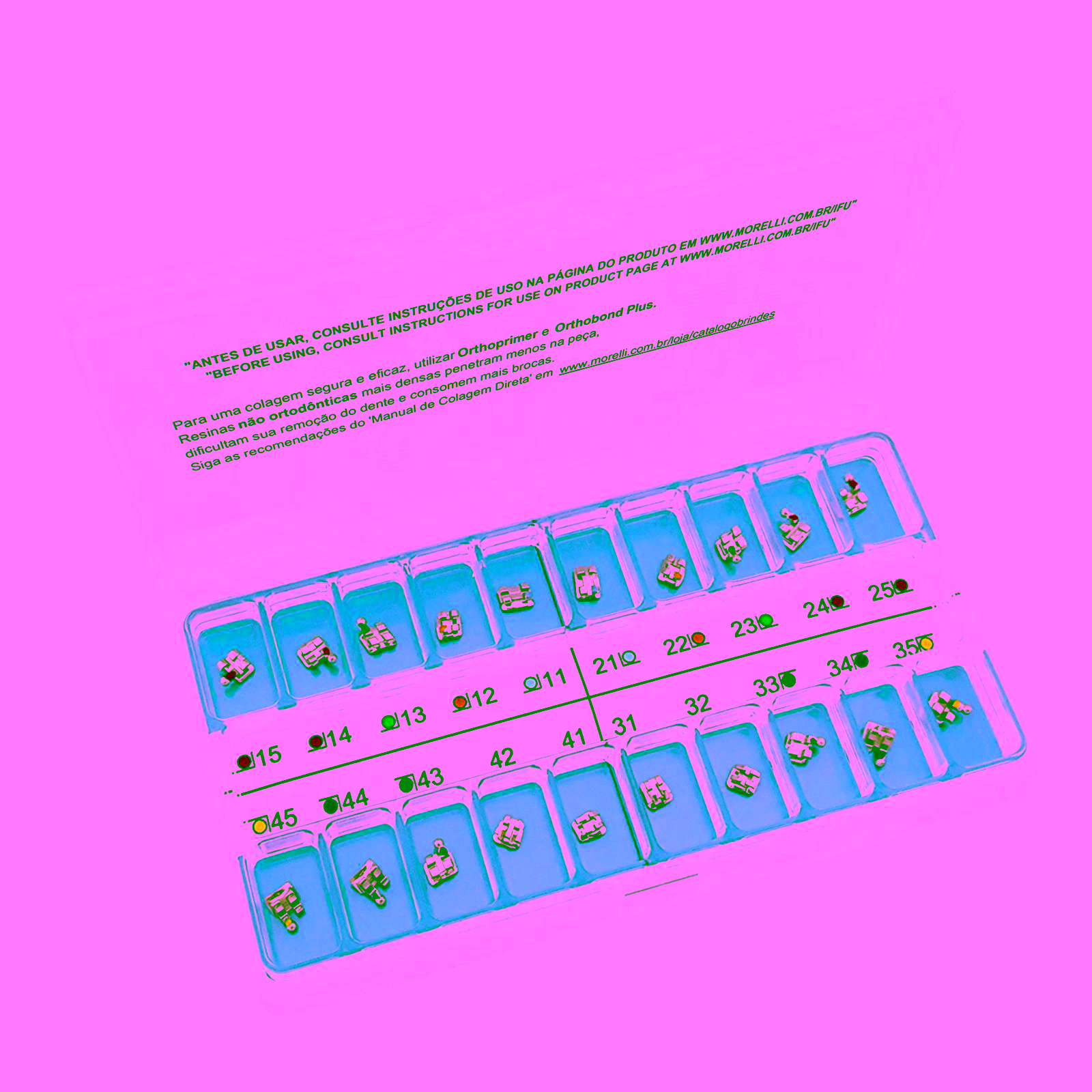 Kit de Brackets 01 caso Prescripción Roth Standard .022" Can. 13° Ang. Gancho Can./Prés