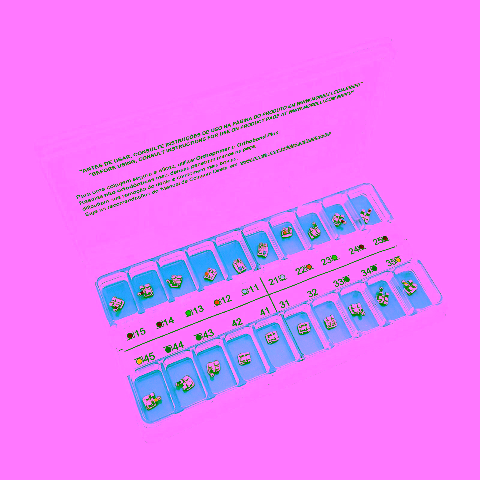 Kit de Brackets 01 caso Prescripción Roth Standard .022" Can. 9° Ang. Gancho Can./Prés