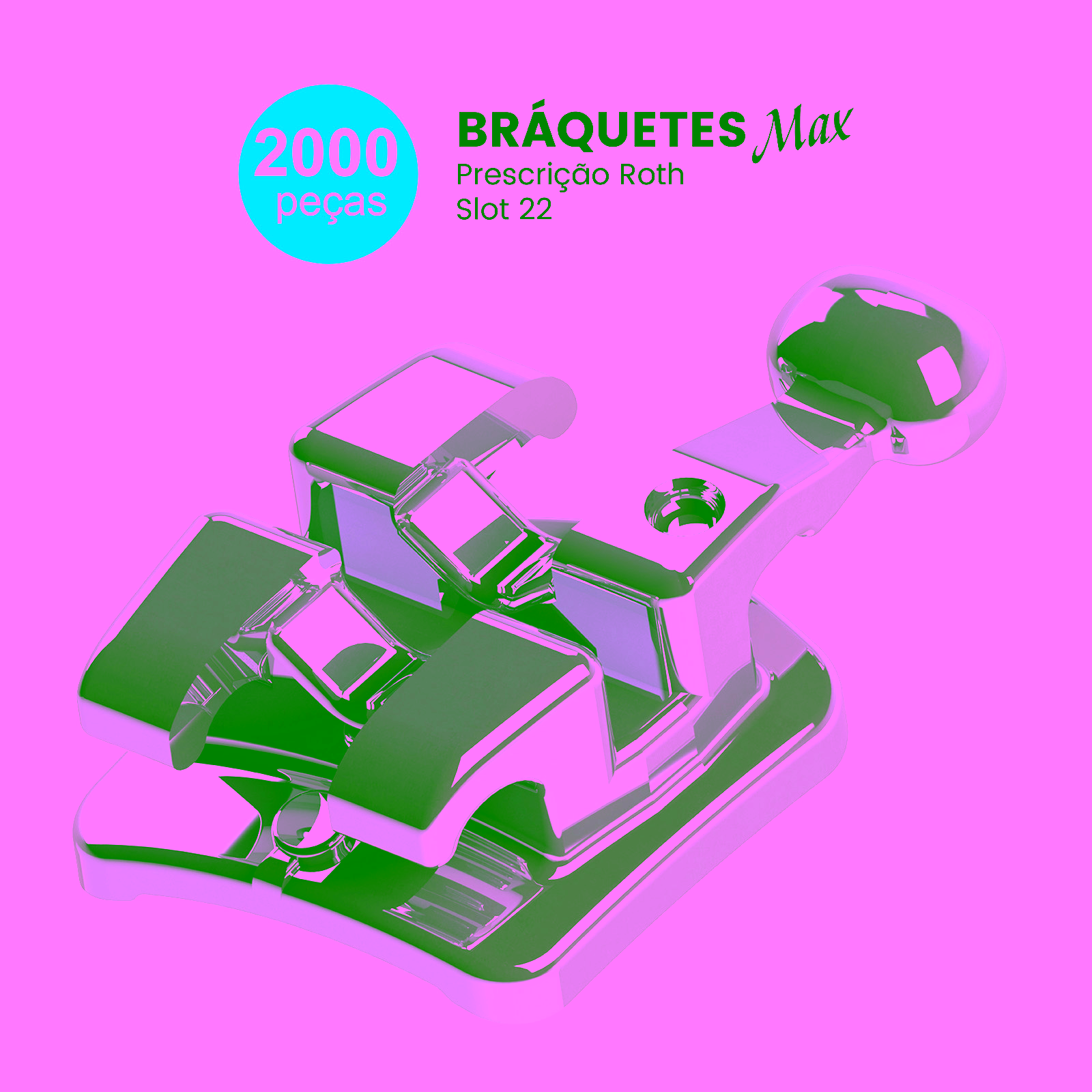 Kit de Brackets 100 casos + 400 Tubos Prescrición Roth Max .022" Can. 13° Ang. Gancho Can./Pré
