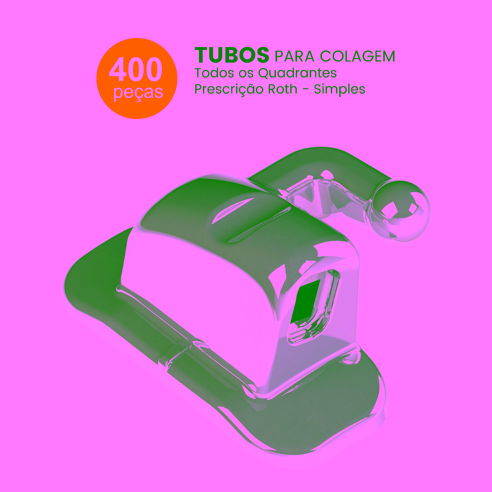 Kit de Brackets 100 casos + 400 Tubos Prescrición Roth Max .022" Can. 13° Ang. Gancho Can./Pré