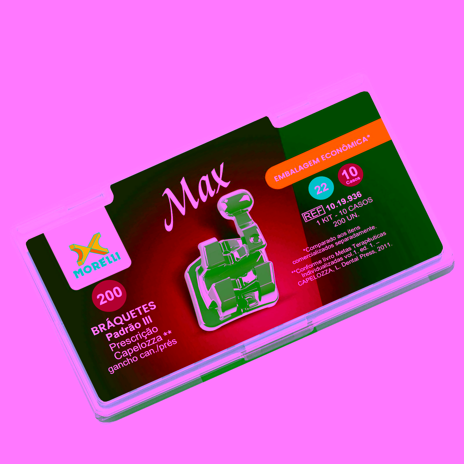 Kit de Brackets 10 casos Prescripción Capelozza Max Standard III .022" Gancho Can./Prés