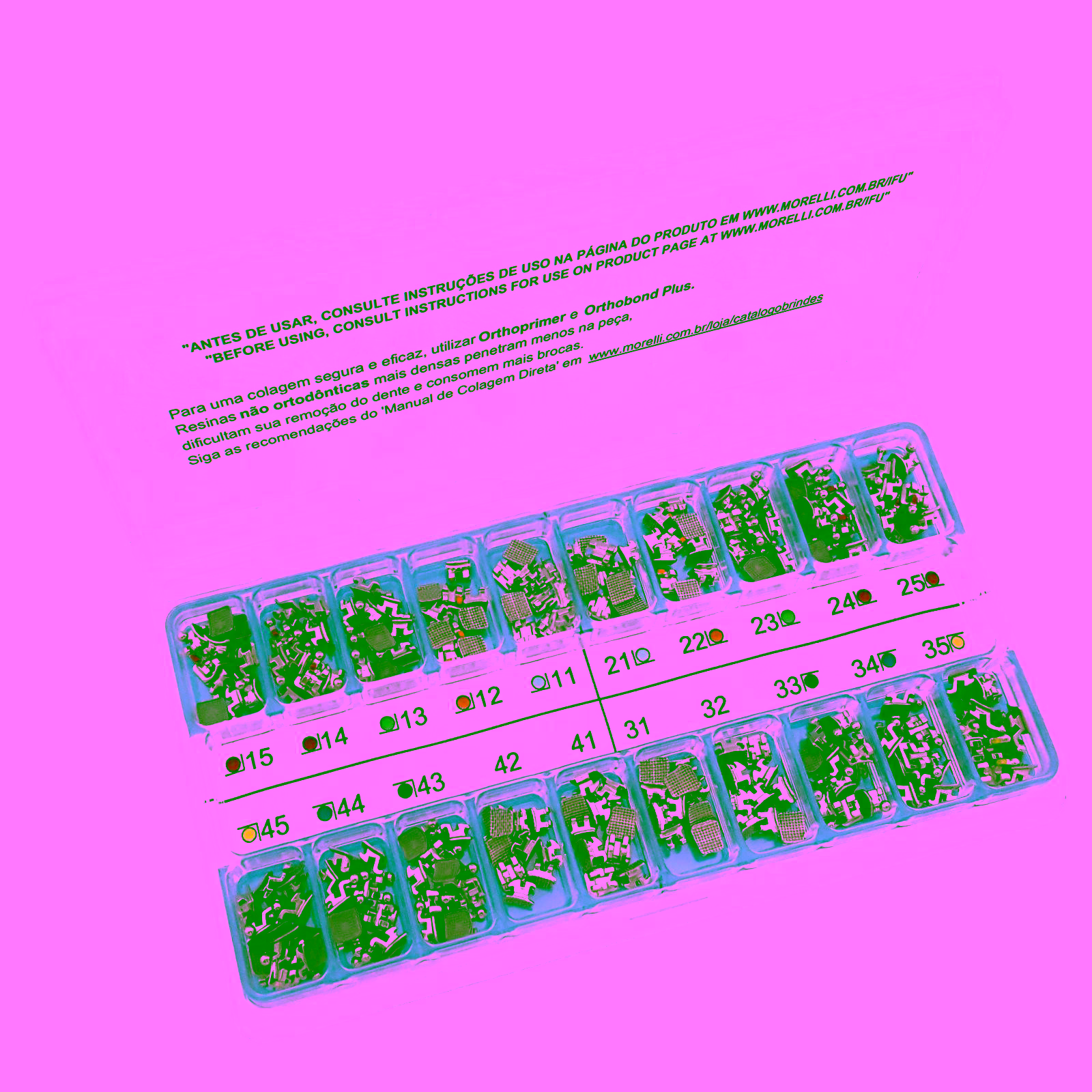 Kit de Brackets 10 casos Prescripción Roth Light .022" Can. Sup.13° Ang. Gancho Can./Prés
