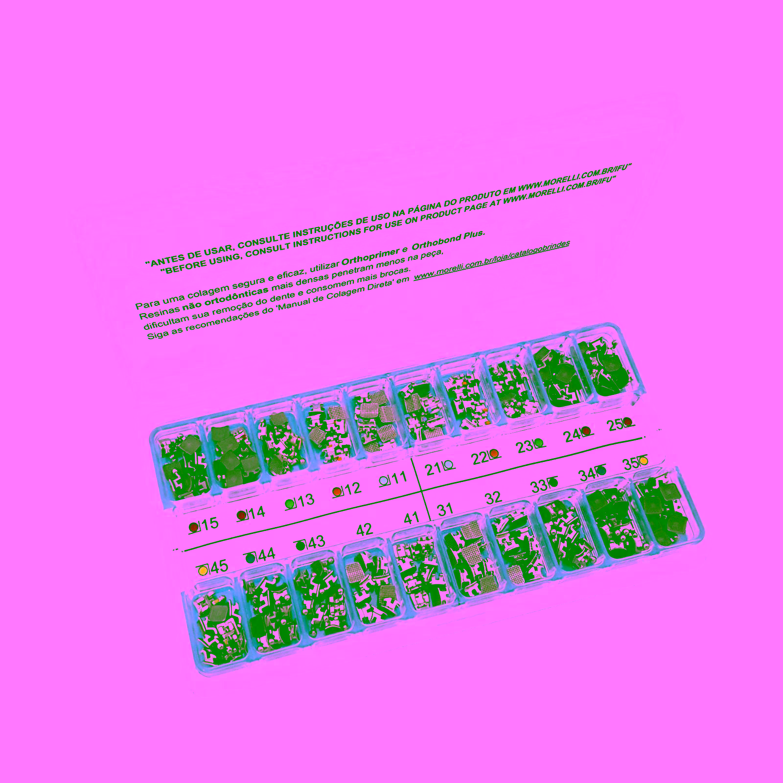Kit de Brackets 10 casos Prescripción Roth Light .022" Can. Sup. 9° Ang. Gancho Can./Prés