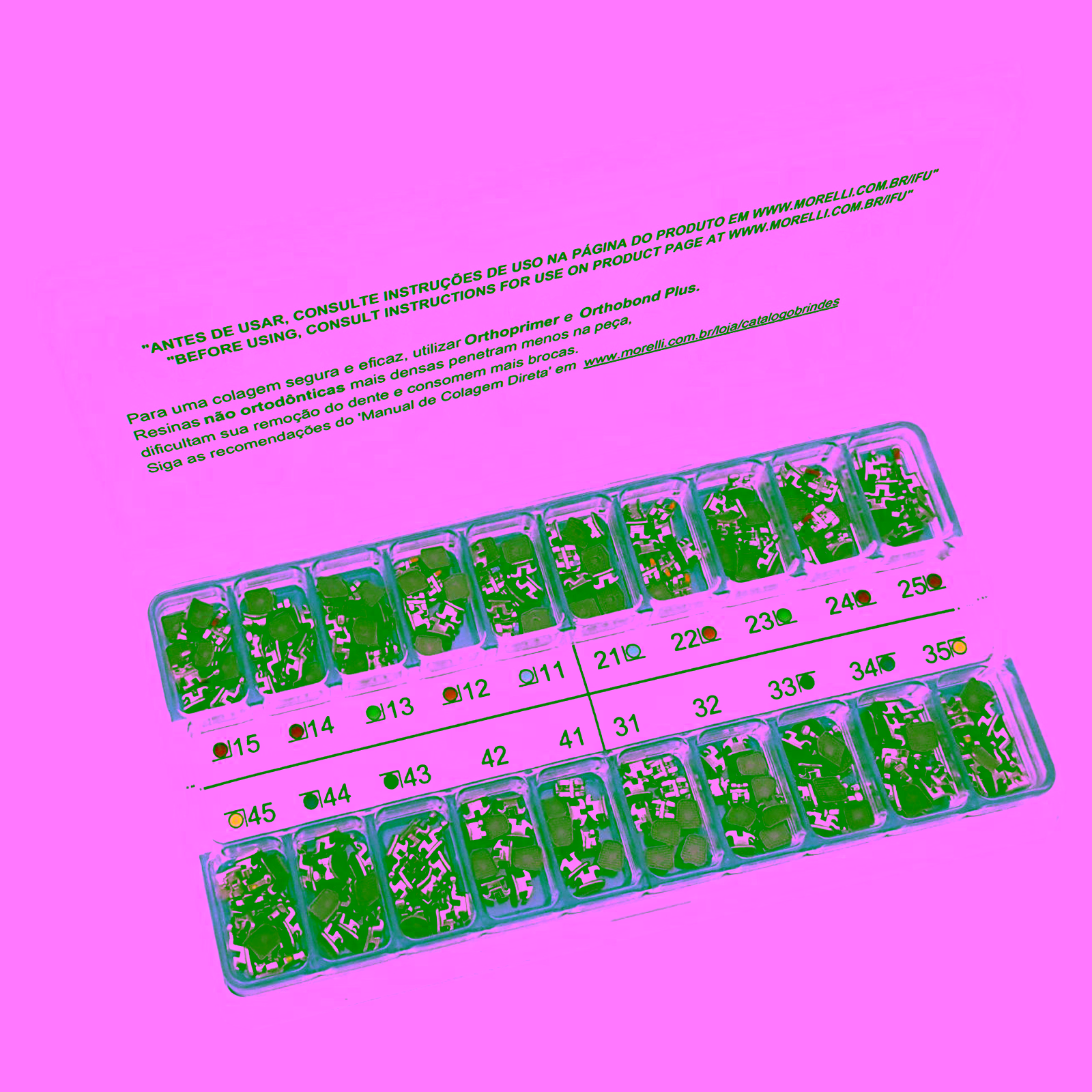 Kit de Brackets 10 casos Prescripción Roth Max .018" Can. 9° Ang. Gancho Can./Prés
