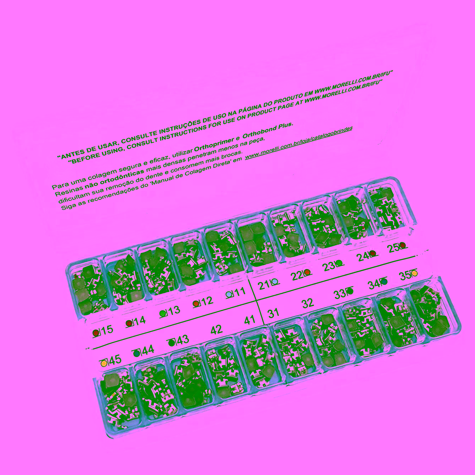 Kit de Brackets 10 casos Prescripción Roth Max .022" Can. 9° Ang. Gancho Can./Prés
