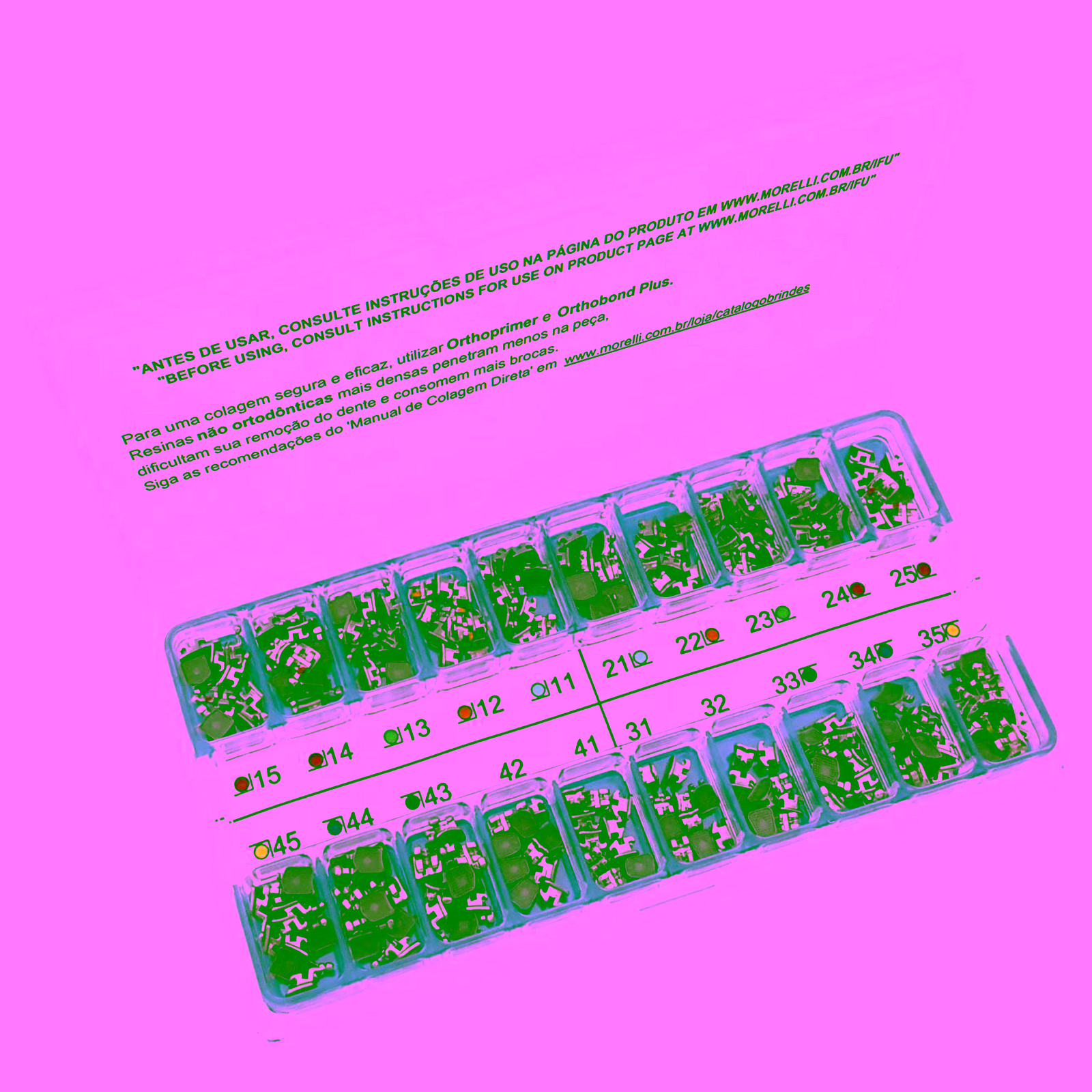 Kit de Brackets 10 casos Prescripción Roth Max .022" Can. 13° Ang. Gancho Can./Prés